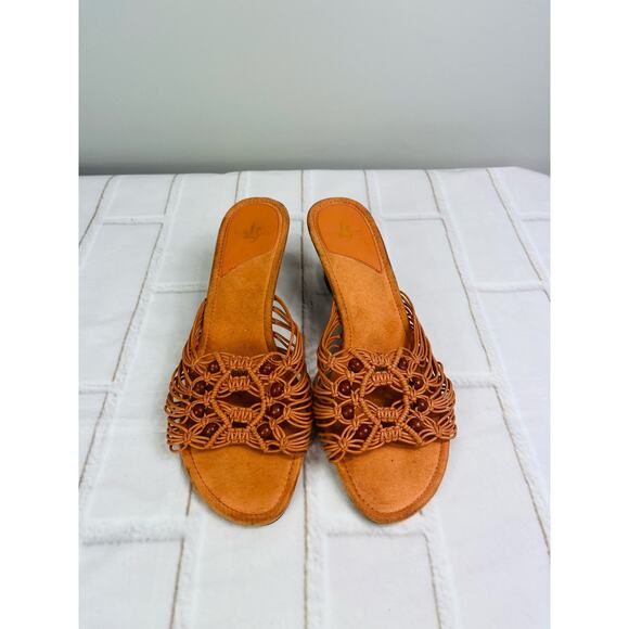 NEW Lifestride Sarita orange strappy wedge heel sandals size 7.5M - Picture 2 of 7